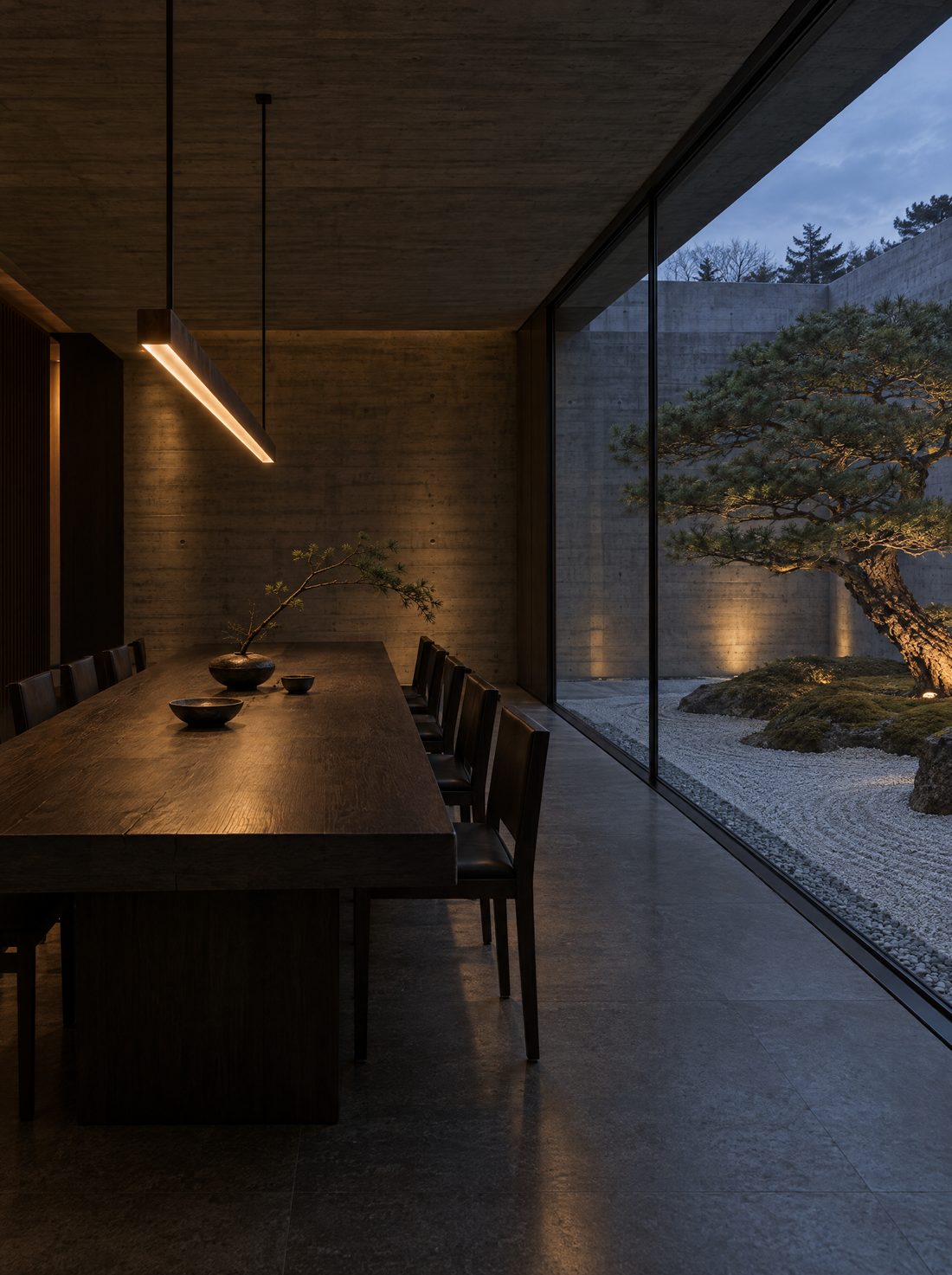 Private dining facing the pine courtyard